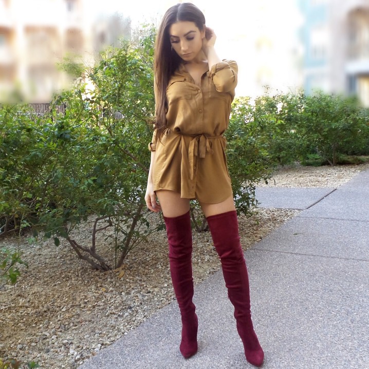 wine boots outfit